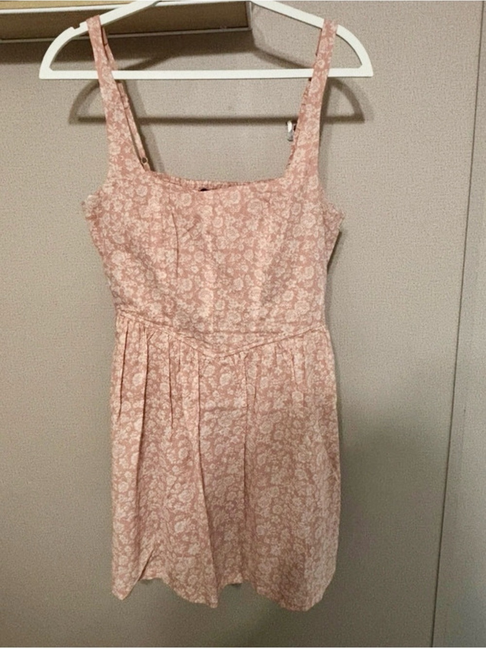 Trixxi Blush Pink Floral Square-Neck Mini Dress